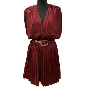 SOLD NWT Sexy Wine Roman Style Pleated Midi Dress